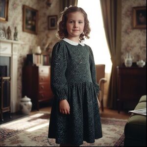 Vintage 1970’s  Prairie Calico Lace Peter Pan Collar Dress